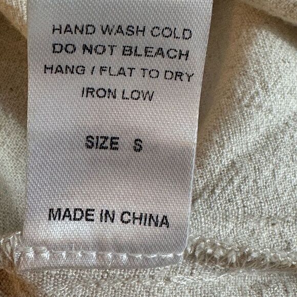 12TH Tribe Top Womens Sz S Button Up Tunic Oatmeal linen Rayon Blend Minimalist - Picture 12 of 13